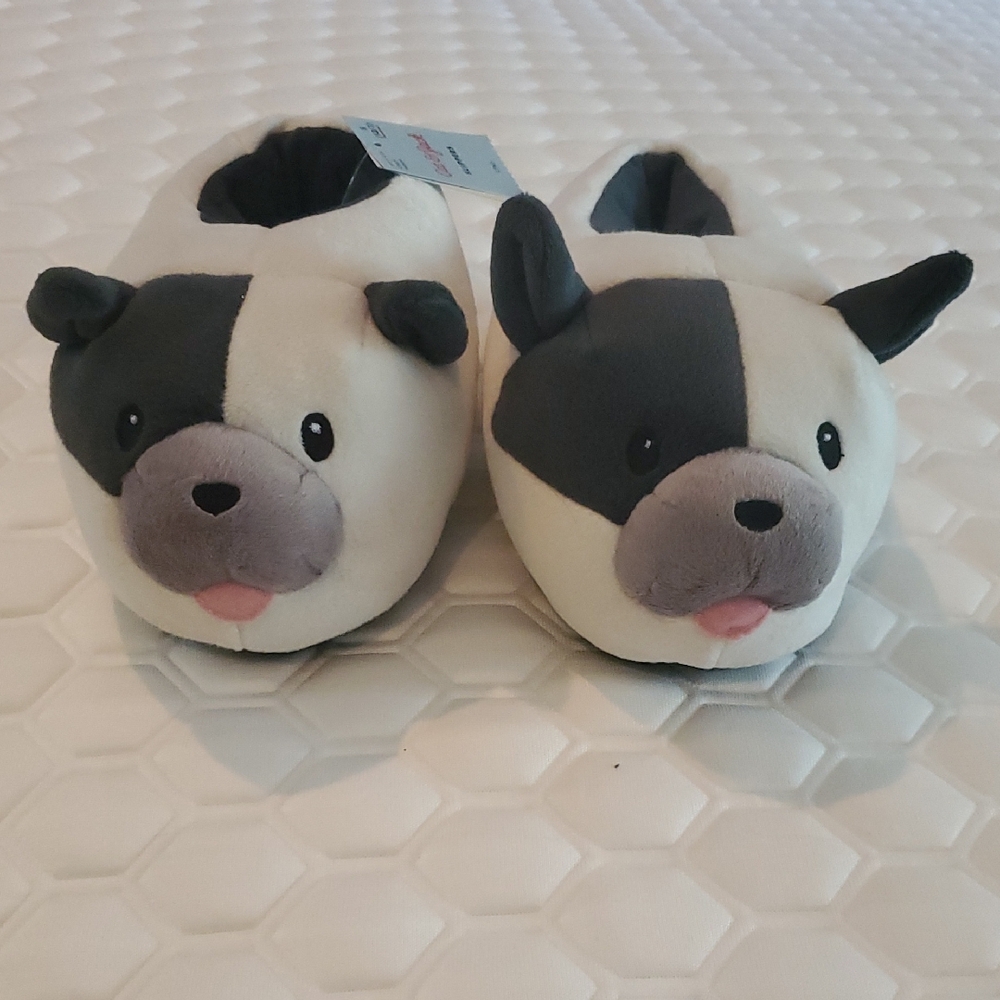 Cat & Jack Black and White Puppy Slippers